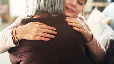 grief; hug