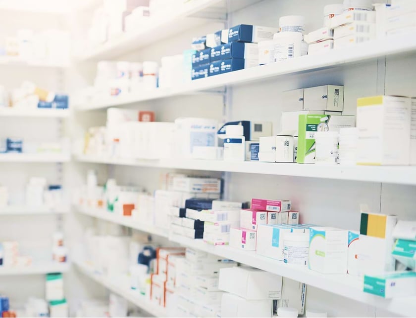 pharmacy shelves